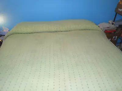 Vintage Lime Green Popcorn Chenille (CUTTER) Full Bedspread Lightweight 95”x 78  • $21