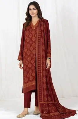 Lakhany 3 Piece Unstitched Printed Cashmi Vool Suit CVC-1021-A • £25.99