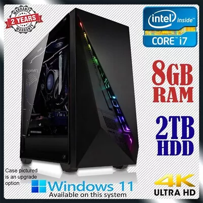 $709 • Buy Intel Core I7 Quad-Core Computer 8GB RAM 2TB HDD Gaming Home & Office Desktop PC