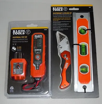 Klein Tools Electrical Test Kit & Electricians Leveling Kit Level/Knife Combo • $37.77