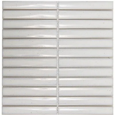 Mosaic Tiles Sheet Piano White Stripes Gloss For Walls Floors Baths Kitchen • £8.90