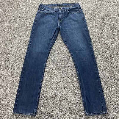 Bullhead Jeans Mens 32x32 Blue Denim Dark Wash Skinny Whisker Cotton Tapered • $13.99