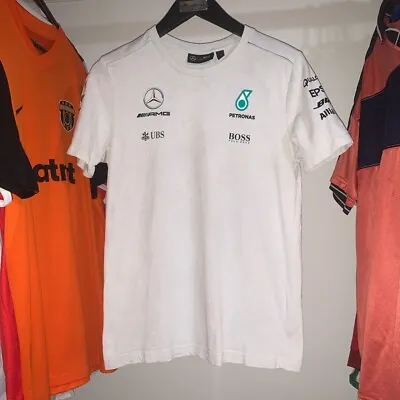 Mercedes AMG Petronas F1 Team Hugo Boss 2017 Teamwear White Shirt Small • £29.99