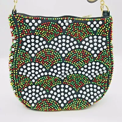 Vintage Beaded Purse La Regale Koppi White Yellow Green Red Zip Closure 70s • $14.99