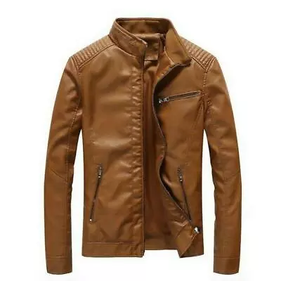 Fashion Men Coats Leather Motorcycle Slim Fit Youth Zipper Biker Jackets Outwear • $34.82