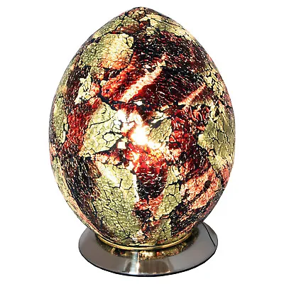 Gold & Crimson Mosaic Glass Egg Lamp Light Table Lamp Egg-shaped NEW Boxed Gift • £49.99