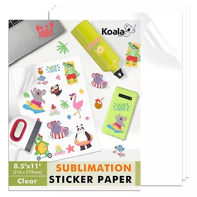 Koala Sublimation Sticker Paper 25 Sheets 8.5x11 Waterproof Matte Clear Outdoors • $12.99