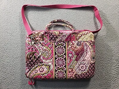 Vera Bradley Laptop Bag Very Berry Paisley Case Quilted 17x12 Durable Hard Cover • $29.99