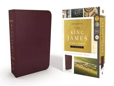 The King James Study Bible Bonded Leather Burgundy Full-Color Edition (Leathe • $75.41