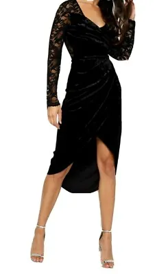 £19.99 • Buy New Womens TFNC Amela Velvet Black Midi Dress Size UK 8