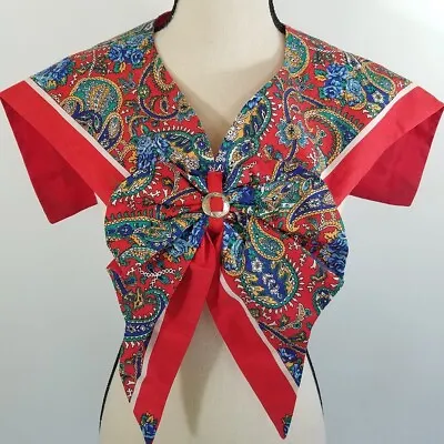 Vtg Womens Detachable Sailor Collar Red Paisley Concho Modest Fichu Church Lady • $20