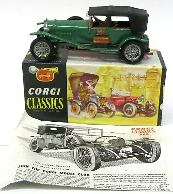 1960's Corgi Classic #9001 1927 BENTLEY Green W/driver Mint In Box Diecast Dc • $59.99