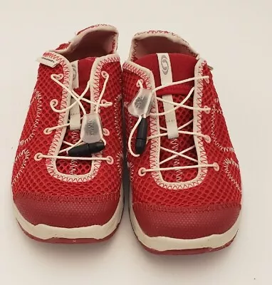 Salomon RX Travel Training Shoes Red Size 2 Junior Great Condition Quick Tie • £12.06