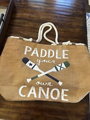 NWT Mud Pie 100% Jute Beach Market Summer Weekend Tote Bag Paddle Your Own Canoe • $8