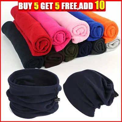 Men Woman Fleece Neck Warmer Snood Scarf Neck Tube Bandana Face Mask Thick Hats • £2.98