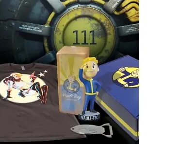 Fallout 4 Vault Boy 111 Merch Box Set T-Shirt Bobblehead Bottle Opener NO GAME • £44.95