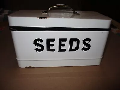 Enamel SEED Box W/ Handles Storage For Garden Seeds NWOT Looks Vintage • $50