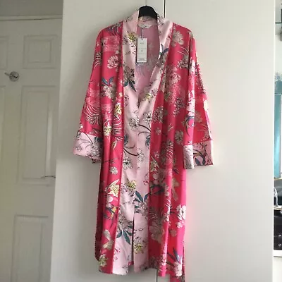 M&S Kimono  Type Dressing Gown - Pink Mix With Belt & 2 Side Pockets Brand New • £17