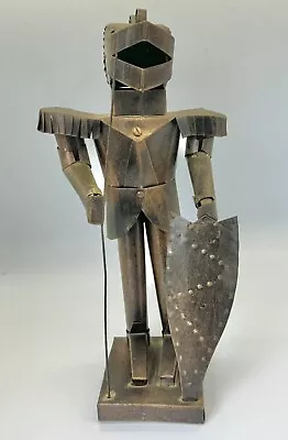 Vintage Knight In Armor Statue Medieval Tin Figurine 15” Tall Gothic Copper • $30.75