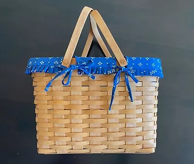 Longaberger Magazine Basket W/ Swing Handles Protecter & Pocketed Liner • $40