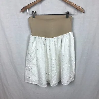 GAP Maternity Women's Eyelet Mini Skirt In Optic White 100% Cotton Size Small • £9.38