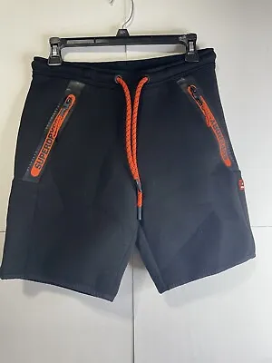 Superdry Sport Gym Tech Stretch Shorts Black/ Orange Size XS Zip Pockets Thermal • $29.99