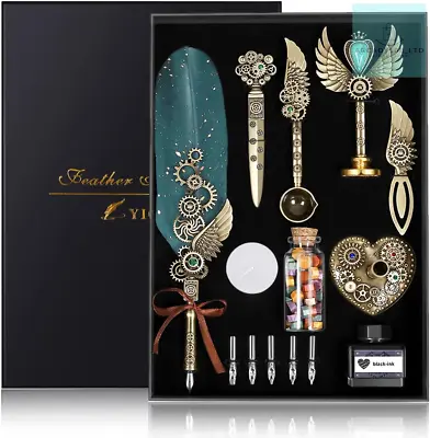 YICMY Quill Pen And Ink Set Feather Pen Calligraphy Set Mechanical Design Pen • £31.84