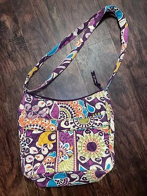 Vera Bradley Plum Crazy Purse Handbag Tote Purple Yellow White Green Floral • $20
