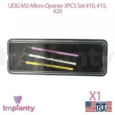 UDG M3-Micro Files Opener 3pcs Set #10 #15 #20 Dental Endo Canal Autoclave Tool • $25.90