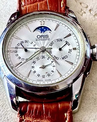 Vintage ORIS 3 Pointer Moonphase Auto All Functions Work For Men • $1360
