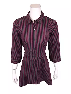 Joan Rivers Regular Length Striped Peplum Shirt With Hi-Low Hem Top Size 6  • $12.50