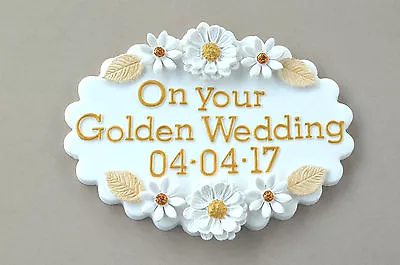  Edible Golden Wedding Cake Topper Decoration.  Edible Golden Wedding Flowers. • £18.95