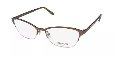 New Vera Wang Luxe Catlin Glasses Brown 53-16-135 Half-rim Cat Eye Metal Br • $29.95