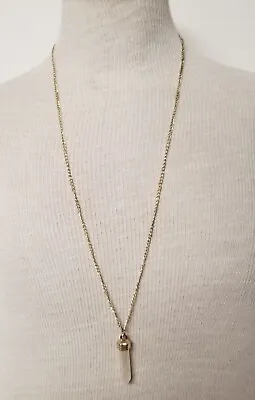 32  White Quartz Dagger Stone Gold Colored Chain Necklace • $3.50