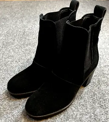 UGG Boots Women Size 6.5 Chelsea Hazel Ankle Booties Black Waterproof Suede Heel • $68.86