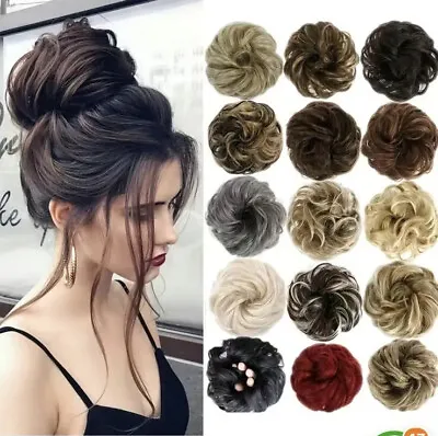 Curly Messy Bun Hair Piece Scrunchie Elastic Updo Like Human Hair IN WHEAT BLOND • £4.99