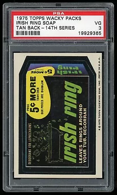 1975 Topps Wacky Packages Sticker Irish Ring Soap 14th Series Tan Back PSA 3 • $27.89