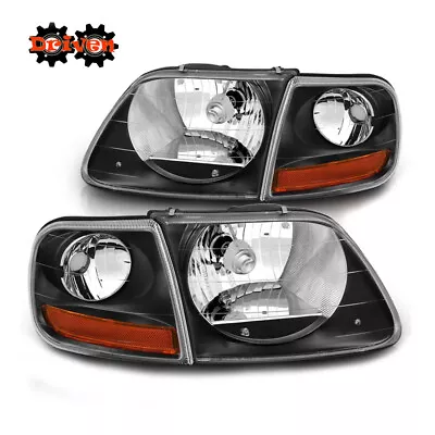 97-03 Ford F150 Truck Harley Lighting Headlight + Corners Black Amber Clear Lens • $119.99