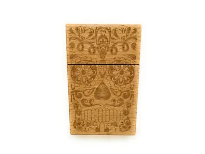 Laser Etched Wood Design Hard Case Cigarette Pack Holder Fits Kings • $11.95