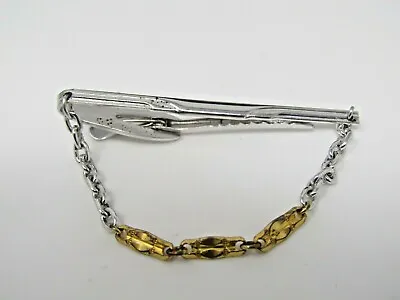 Chain Tie Clip Bar: Men's Vintage Jewelry Silver Tone & Gold Tone • $13.49