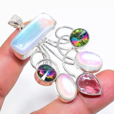 Fire Mystic Topaz Art Piece 925 Silver Plated Handmade Pendant Of 2.53  • $1.99