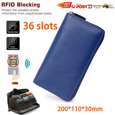 $16.84 • Buy Men/Women Leather Wallet RFID Blocking Purse Credit Card Holder Zipper Anti Scan