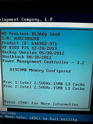 HP ProLiant DL360P Gen8 1U Server - 80GB 2x146GB • $210