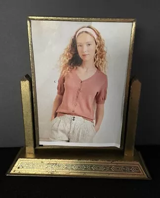 Vintage Art Deco Metal Picture Frame Swinging Tilt Flip Over Fits 3.5  X 5  • $17.50