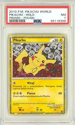 $6.50 • Buy Pikachu 2010 Pokemon Polish Pikachu World Promo Holo Psa 7 Near Mint 8398