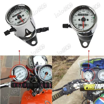 Chrome Motorcycle LED Tachometer Speedometer Gauge For Chopper Bobber Cafe Racer • $22.78