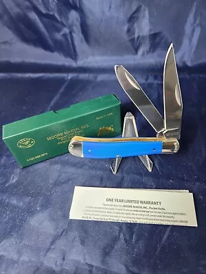 Moore Maker 3202 EB Full Size Trapper Knife Blue Delrin New In Box • $50.50