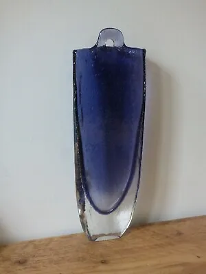 W@w British Studio Art Crafts Purple Bubble Glass Wall Pocket Plaque Flower Vase • £54.99