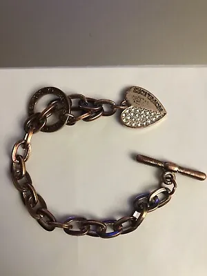 Michael Kors Heart Charm Link Bracelet Rose Gold • $35