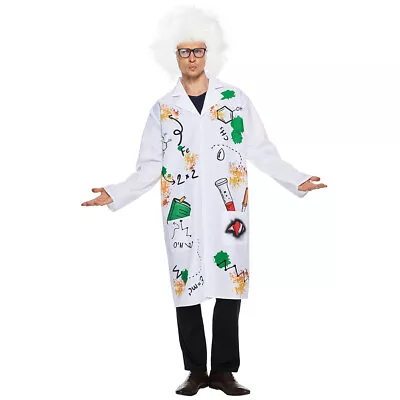 Men Mad Scientist Costume Adult Lab Coat With Wig Halloween Party Funny Dress • $27.99